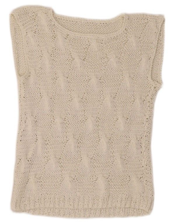 Top feminino vintage com colete curto UK 4 XS branco