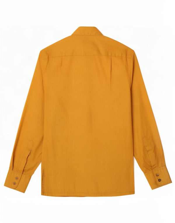 Camisa feminina vintage UK 10 poliéster amarelo pequeno