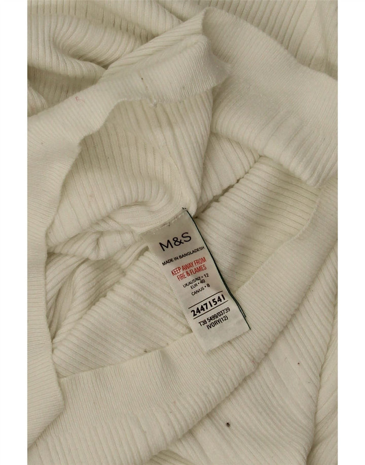 Suéter feminino Marks & Spencer com gola redonda UK 12 médio off white