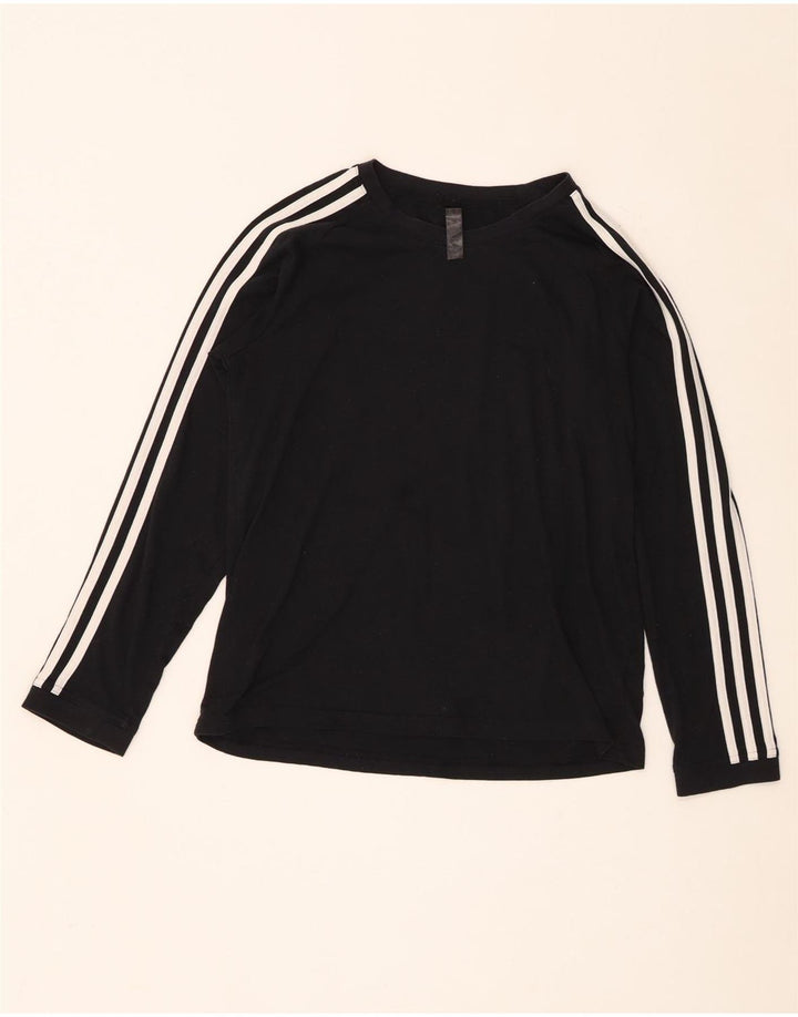 Adidas Mulher Aeroready Top Manga Longa Reino Unido 12/14 Médio Preto Poliéster