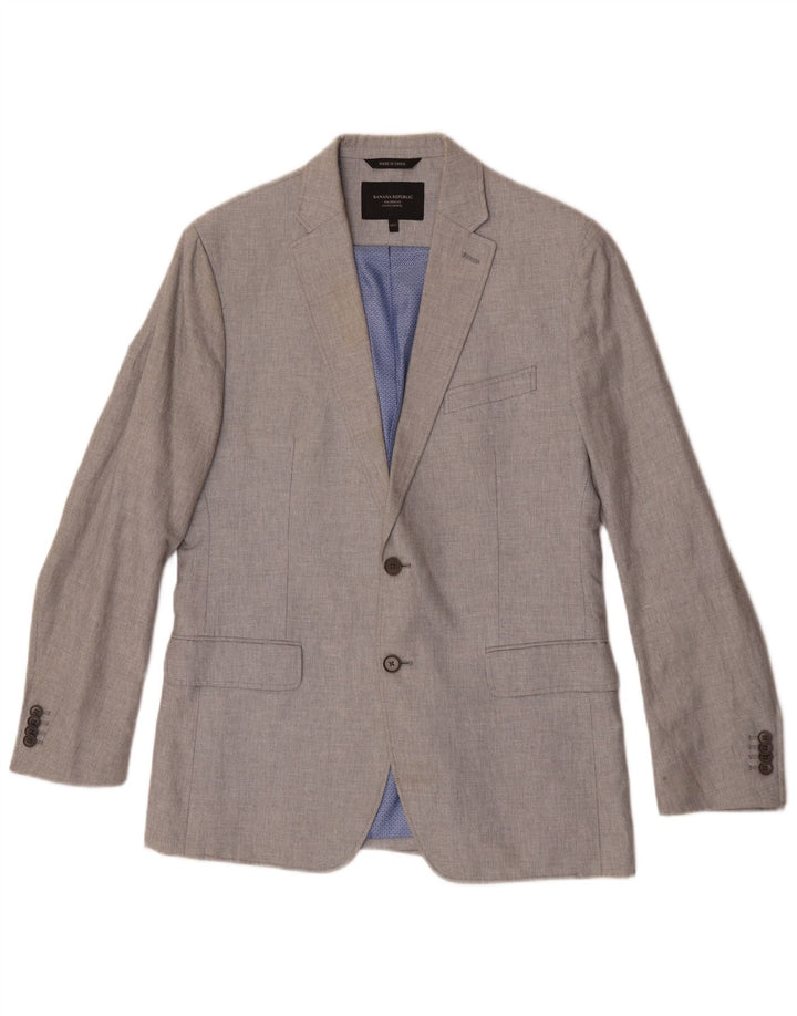 Jaqueta Blazer Masculina Banana Republic Regular Fit 2 Botões Reino Unido 40 Grande Cinza