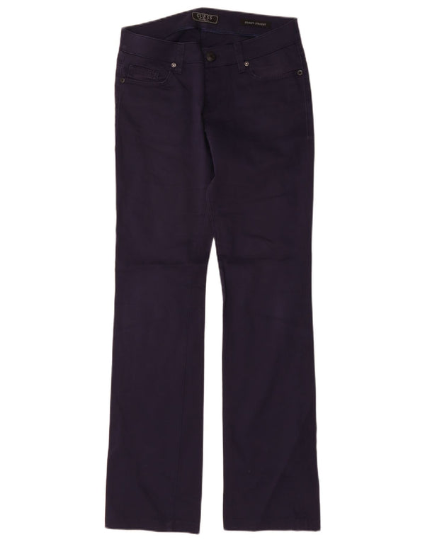 Guess Calça feminina Starlet reta casual W26 L32 algodão azul marinho