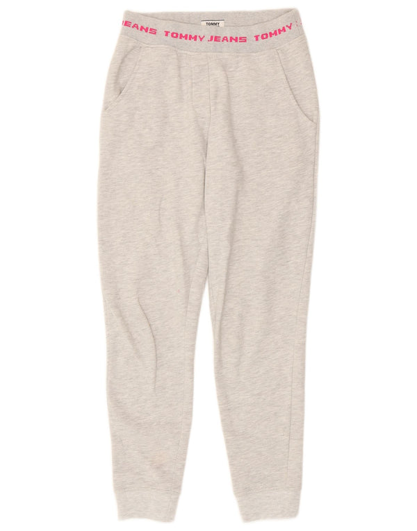 Calça esportiva feminina Tommy Hilfiger com estampa gráfica e joggers UK 6 XS cinza