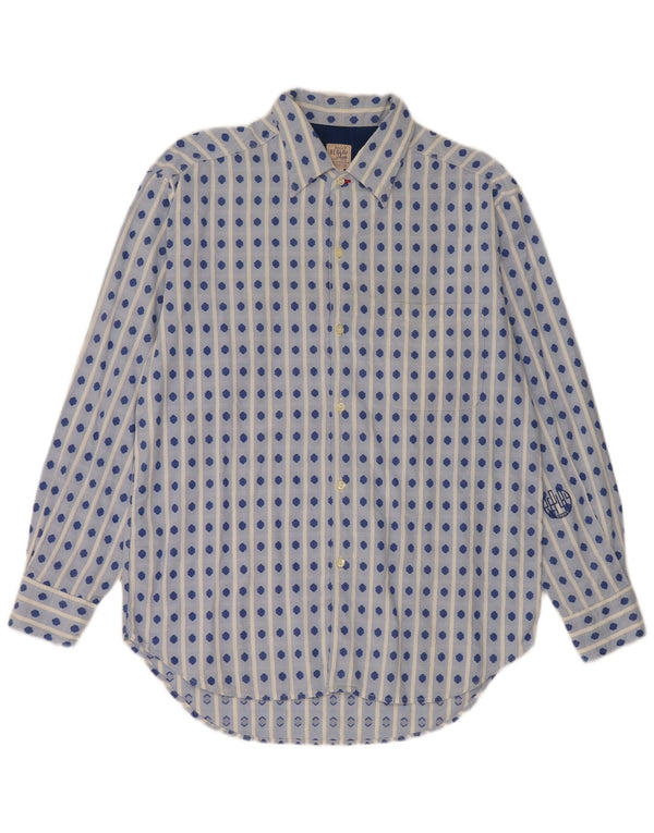 Camisa masculina Replay grande algodão geométrico azul
