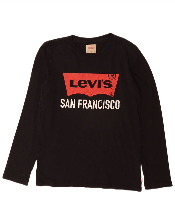 LEVI'S Boys Graphic Top manga comprida 15-16 anos algodão preto