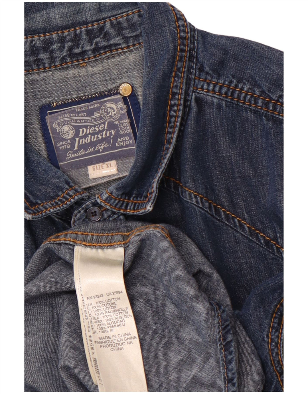 Camisa jeans masculina DIESEL XL azul algodão