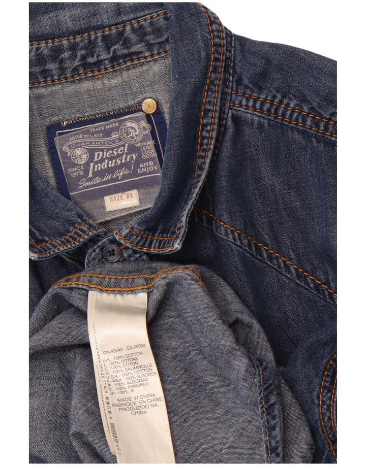 Camisa jeans masculina DIESEL XL azul algodão