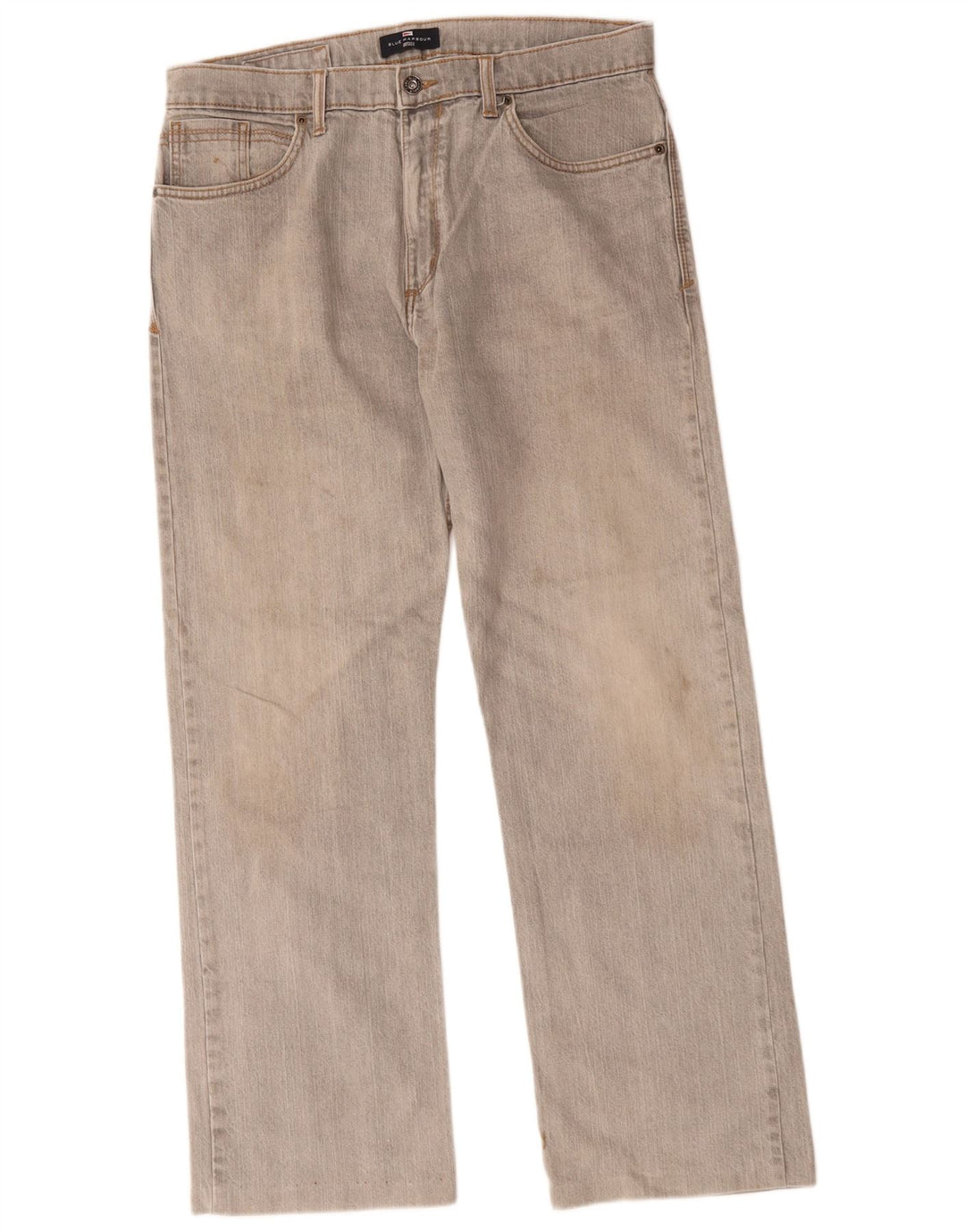 Calça jeans reta masculina Marks & Spencer Blue Harbor W34 L31 algodão cinza