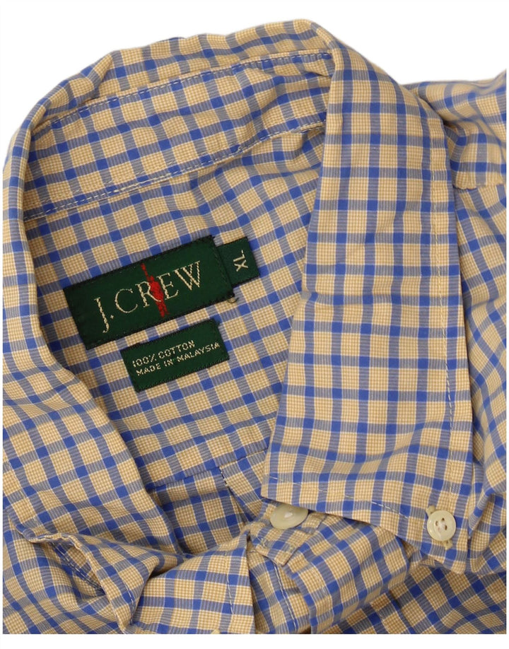 Camisa masculina J. CREW XL de algodão xadrez amarelo