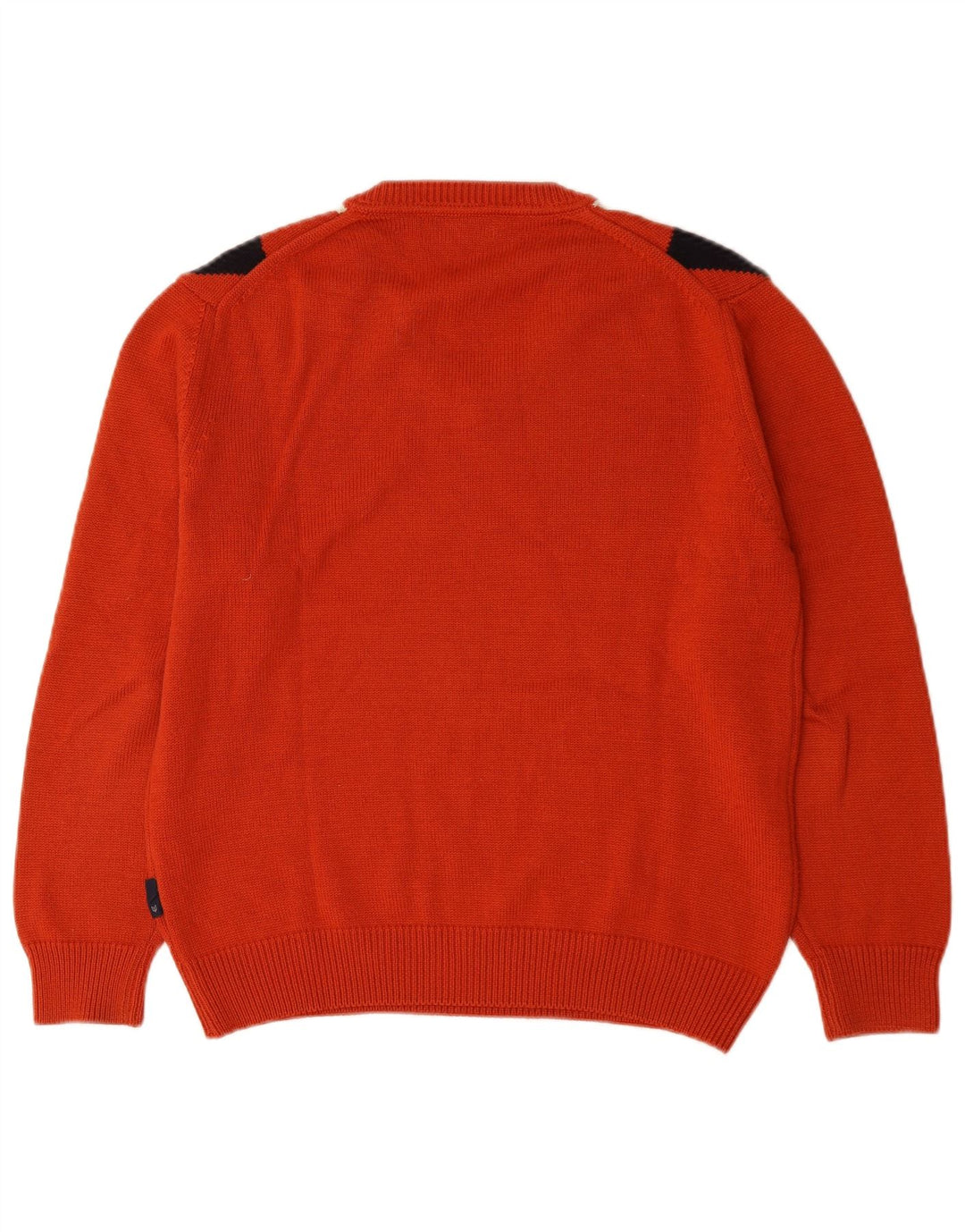 Suéter masculino Re Del Mare com decote em V, médio laranja argyle/lã diamante