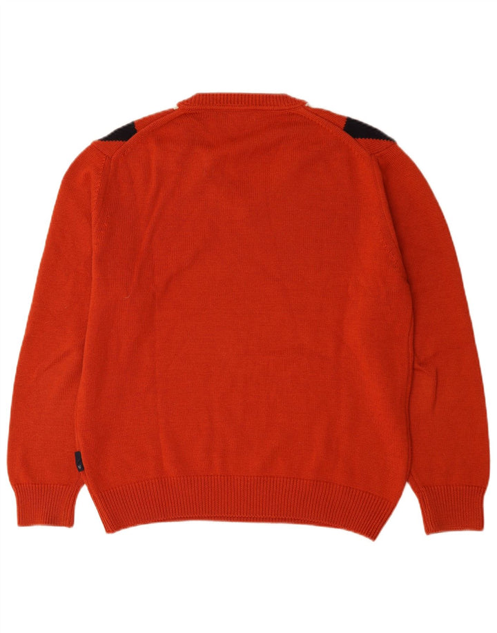 Suéter masculino Re Del Mare com decote em V, médio laranja argyle/lã diamante