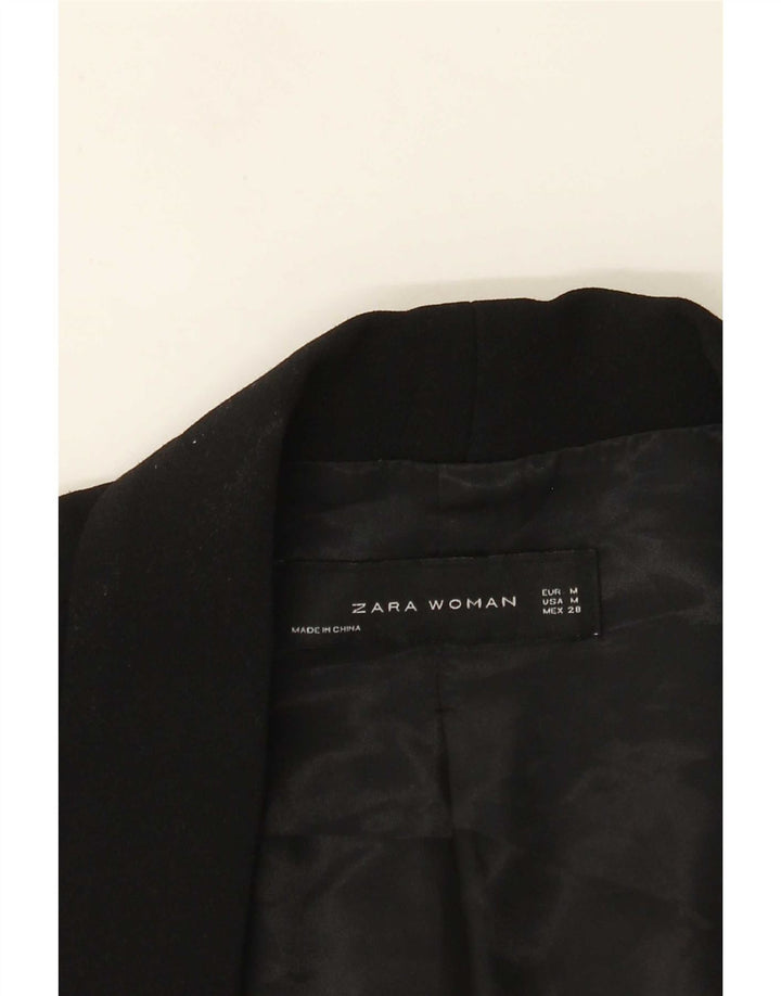 Zara Jaqueta Blazer Feminina Manga 3/4 Aberta Reino Unido 14 Médio Preto