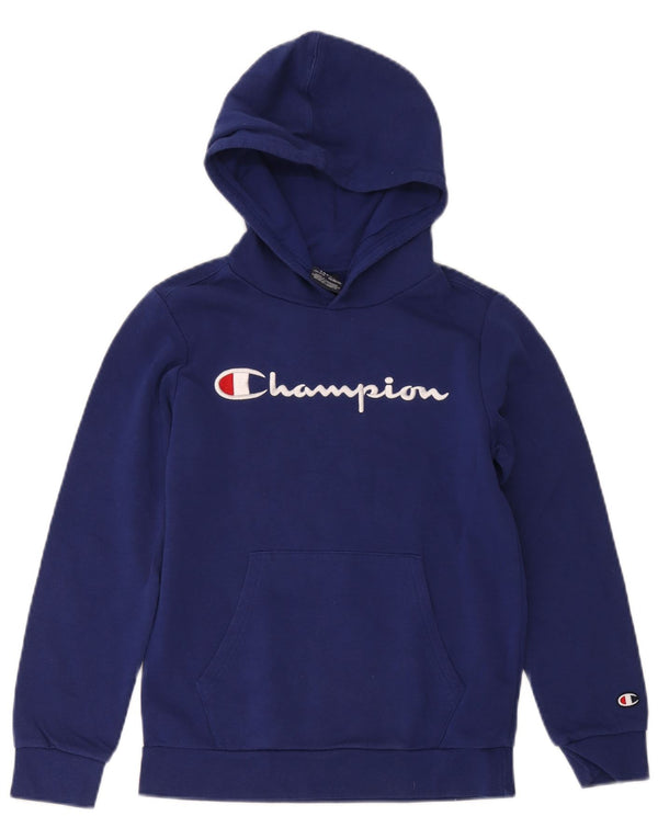 Jumper com capuz gráfico Champion Boys 11-12 anos grande algodão azul marinho
