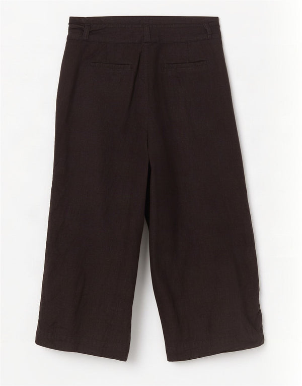 Calça capri feminina Fat Face UK 14 grande W34 L23 linho preto
