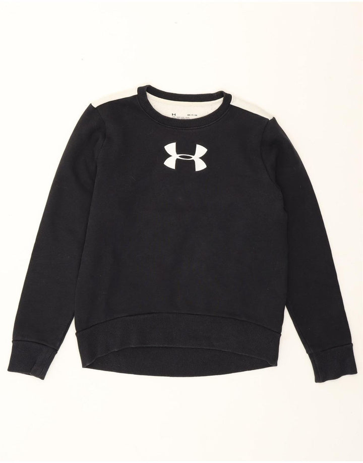 UNDER ARMOUR moletom feminino jumper UK 10 pequeno bloco colorido preto