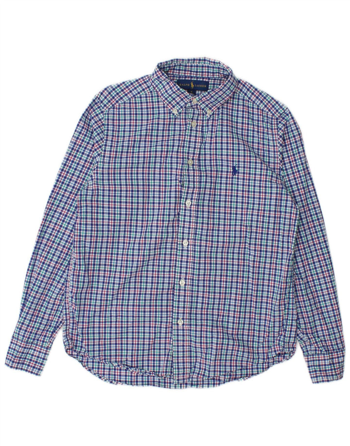 Camisa masculina Ralph Lauren 13-14 anos algodão guingão azul