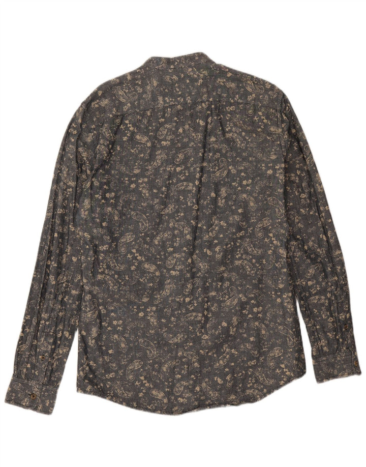 Camisa masculina Benetton cinza médio Paisley