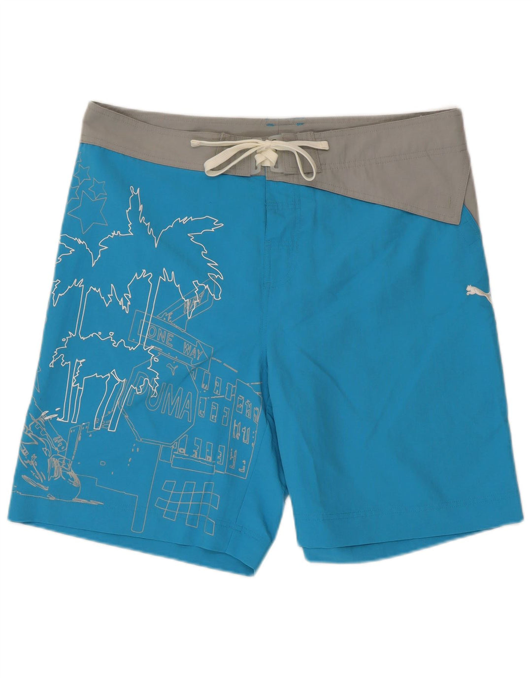 Shorts de natação masculinos Puma Graphic grande azul poliéster