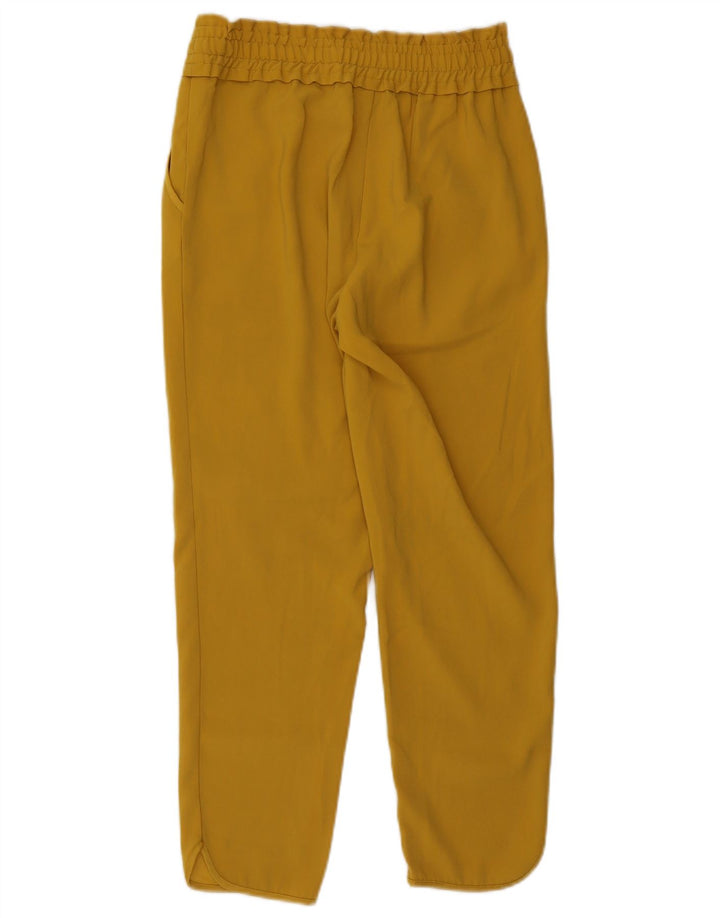 Calça feminina ZARA cônica cortada pequena W26 L25 poliéster amarelo