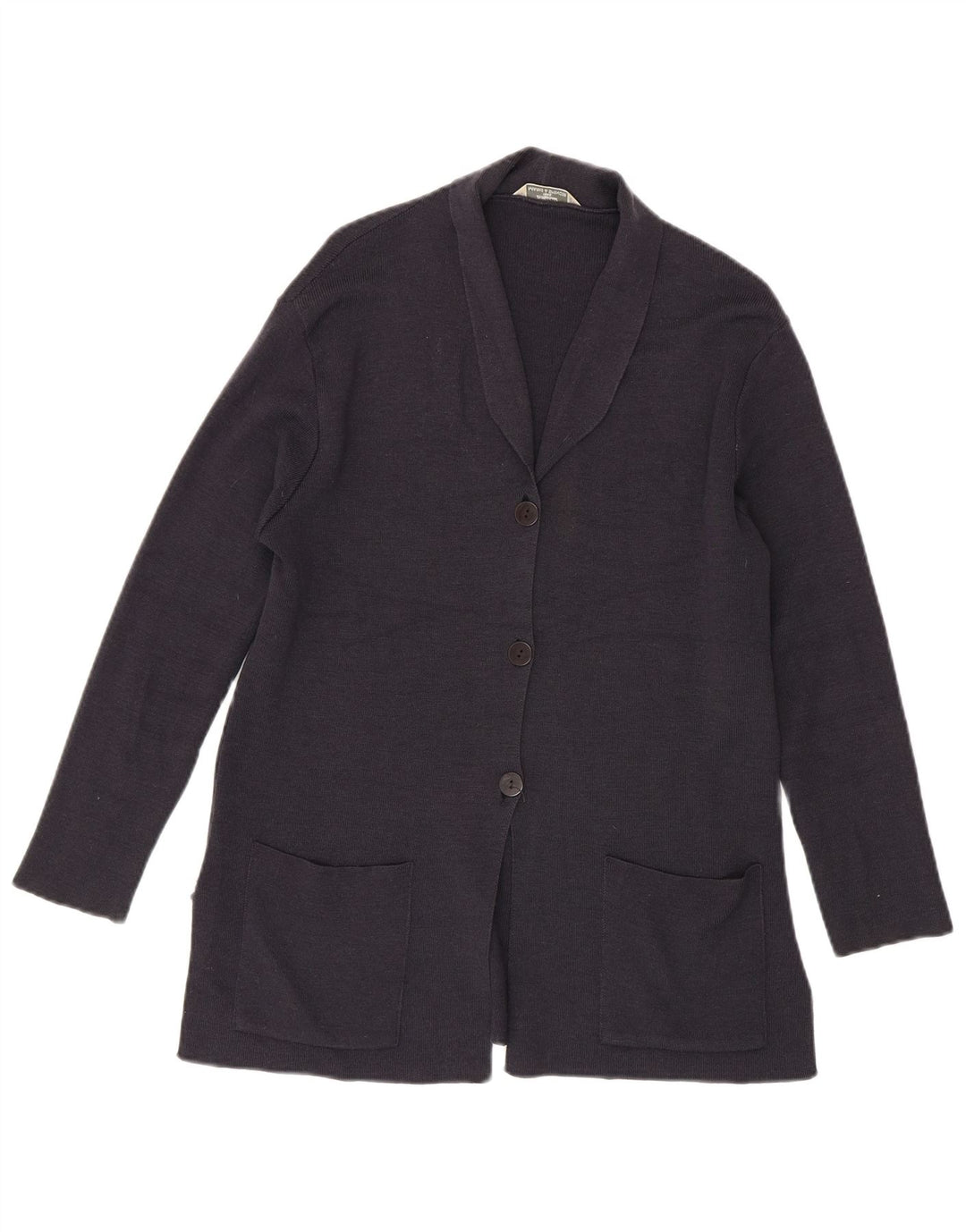 Suéter cardigã feminino grande Marks & Spencer Reino Unido 10 lã roxa pequena