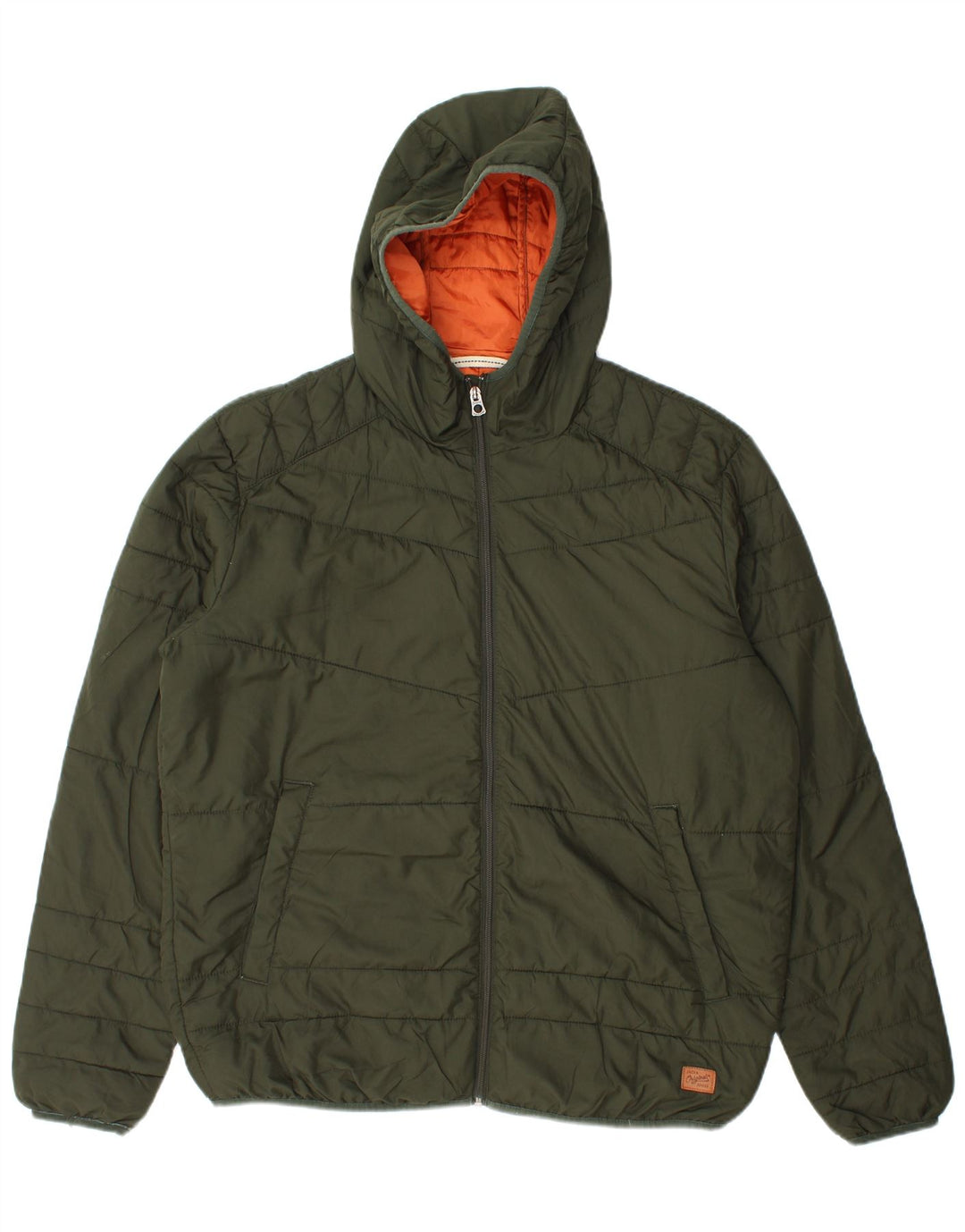 Jaqueta masculina acolchoada com capuz Jack & Jones UK 42 XL poliéster verde