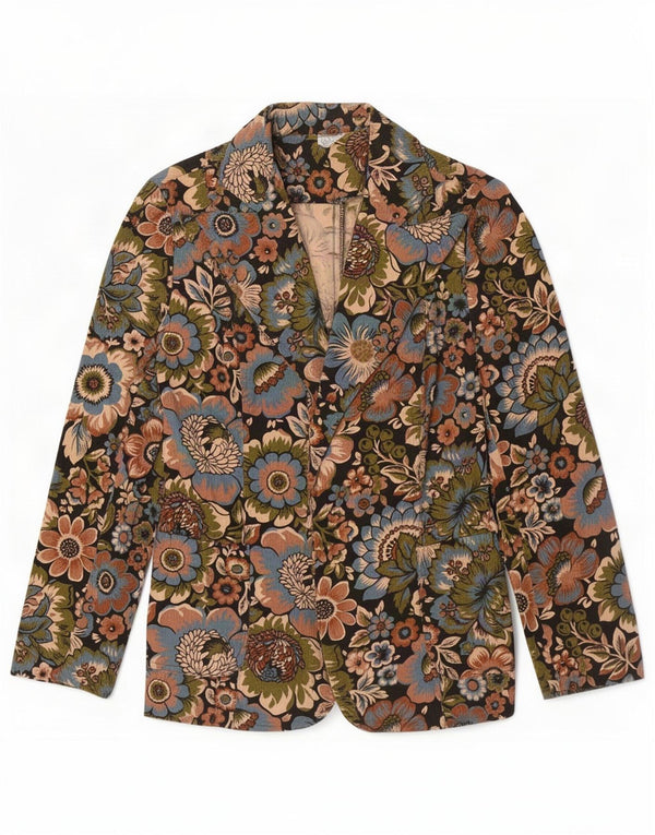 Jaqueta blazer aberta feminina vintage IT 42 floral multicolorido médio