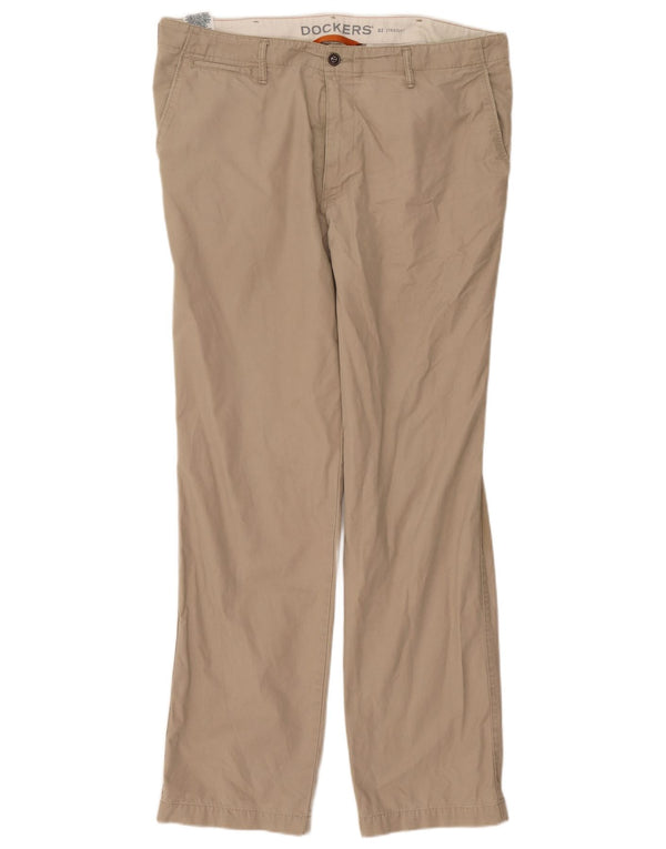 Calças Dockers masculinas retas Chino W38 L34 algodão bege