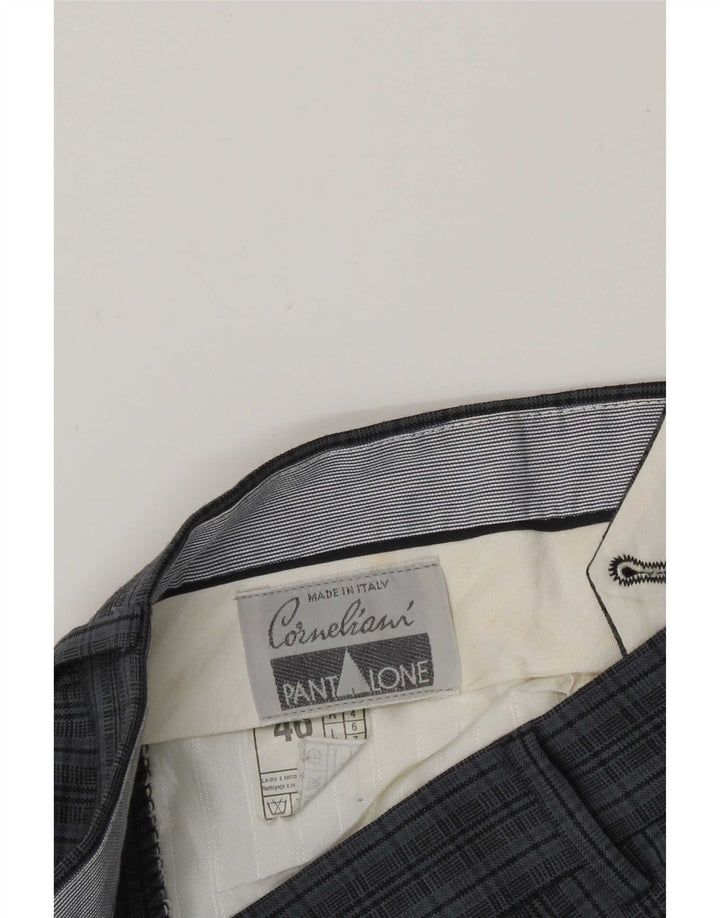 Calça Corneliani Masculina Pegged Suit IT 46 Pequeno W30 L30 Azul Xadrez