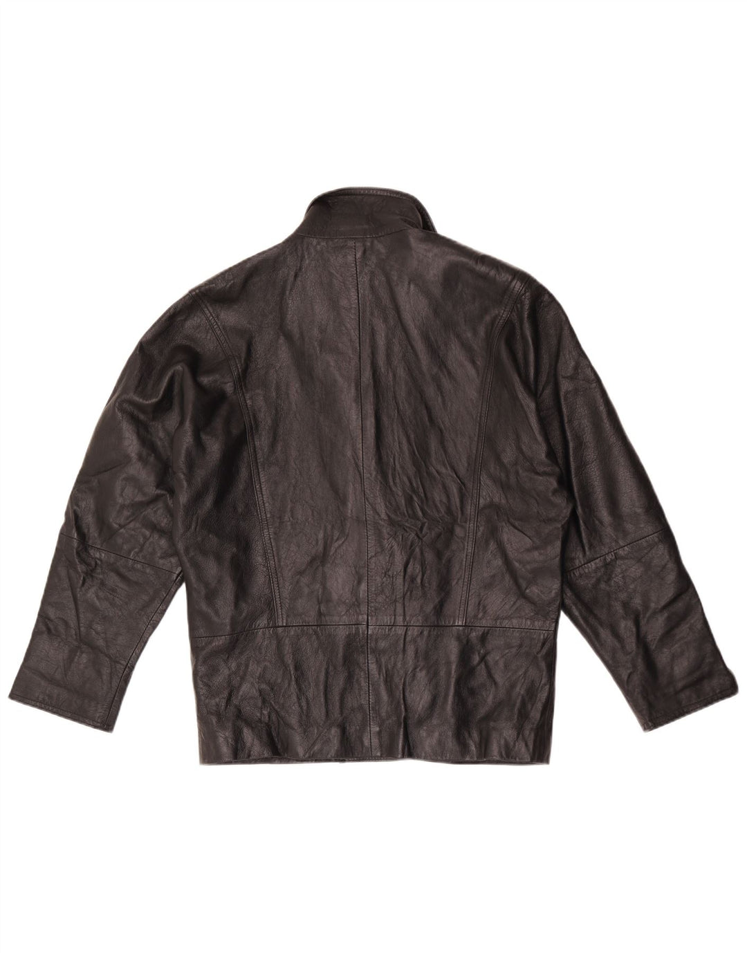 Jaqueta blazer feminina vintage de couro com peito duplo Reino Unido 16 grande preta