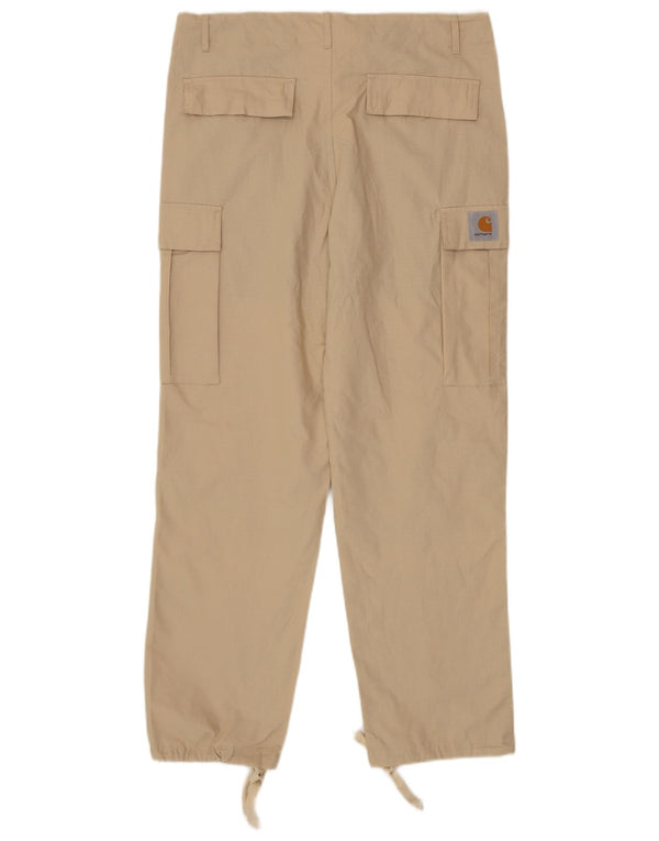 Calça Carhartt masculina reta cargo média W34 L29 algodão bege