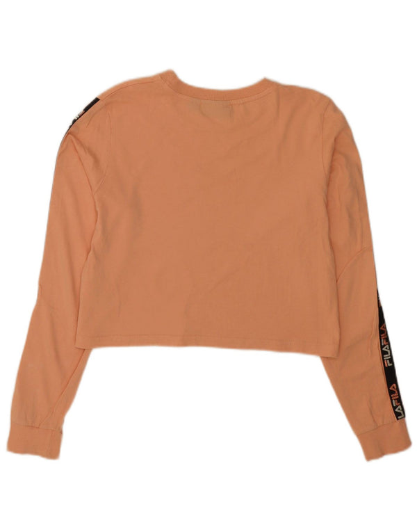 Fila Womens Crop Graphic Top Manga Longa Reino Unido 8 Pequeno Algodão Rosa Esportes