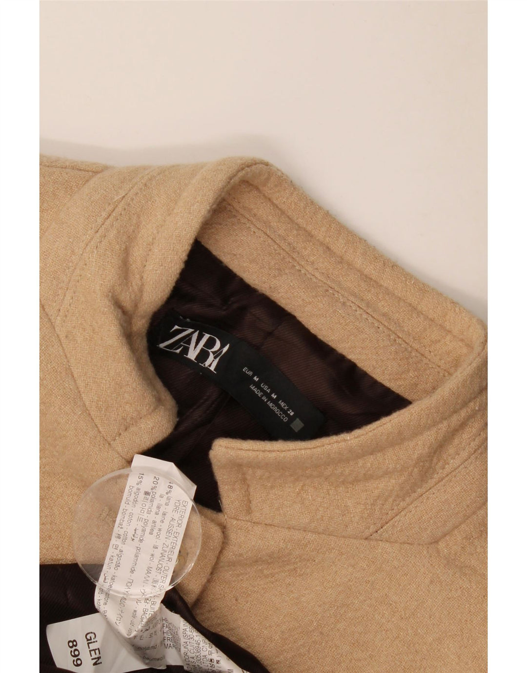 Sobretudo feminino Zara UK 12 lã bege médio