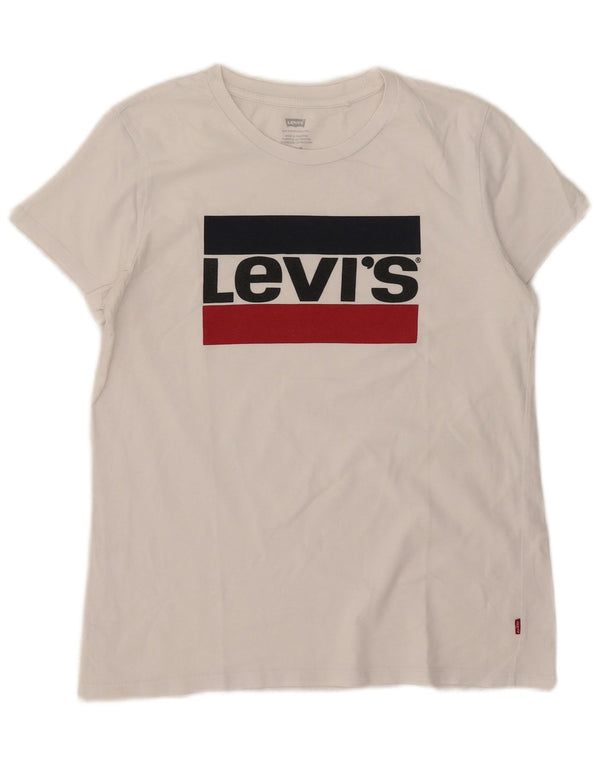 Camiseta feminina gráfica Levi's UK 14 médio branco