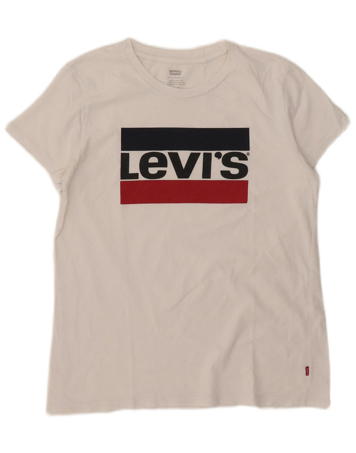 Camiseta feminina gráfica Levi's UK 14 médio branco