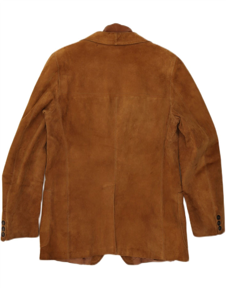 Jaqueta blazer masculina vintage de camurça com 2 botões Reino Unido 38 marrom médio