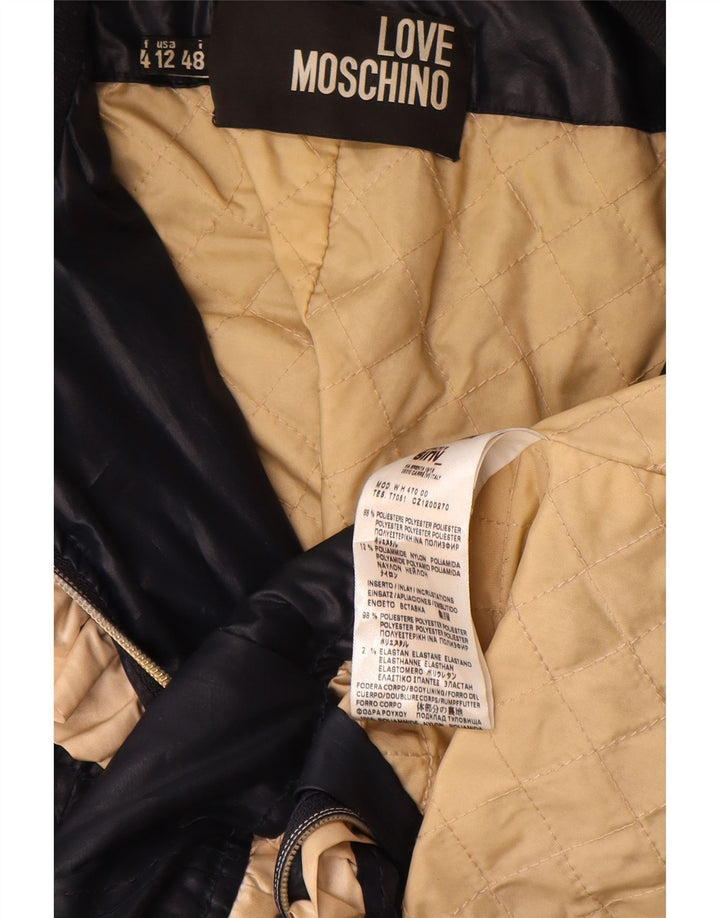 Jaqueta utilitária feminina Moschino EUA 12 grande poliéster azul marinho