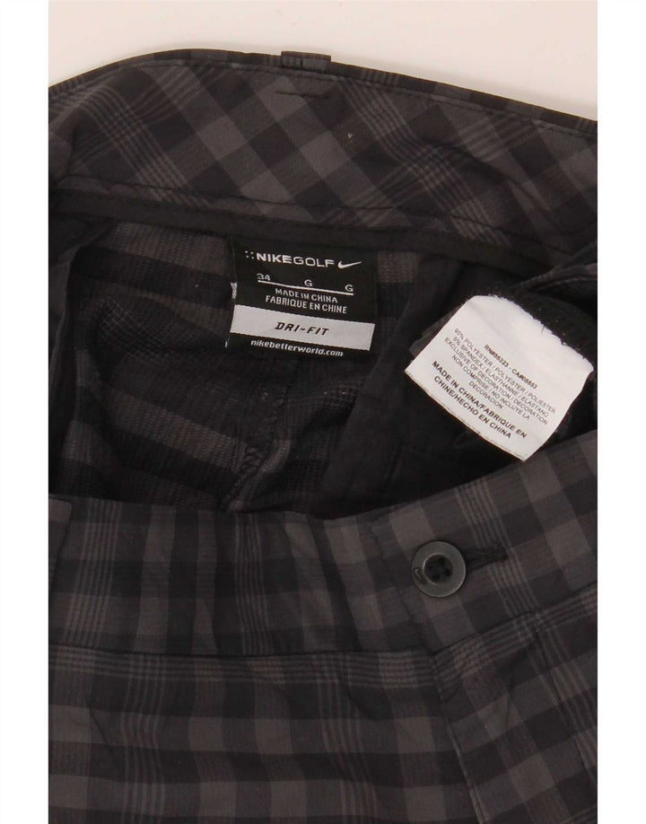 Shorts Nike Masculino Dri Fit Chino W34 Grande Cinza Gingham Poliéster