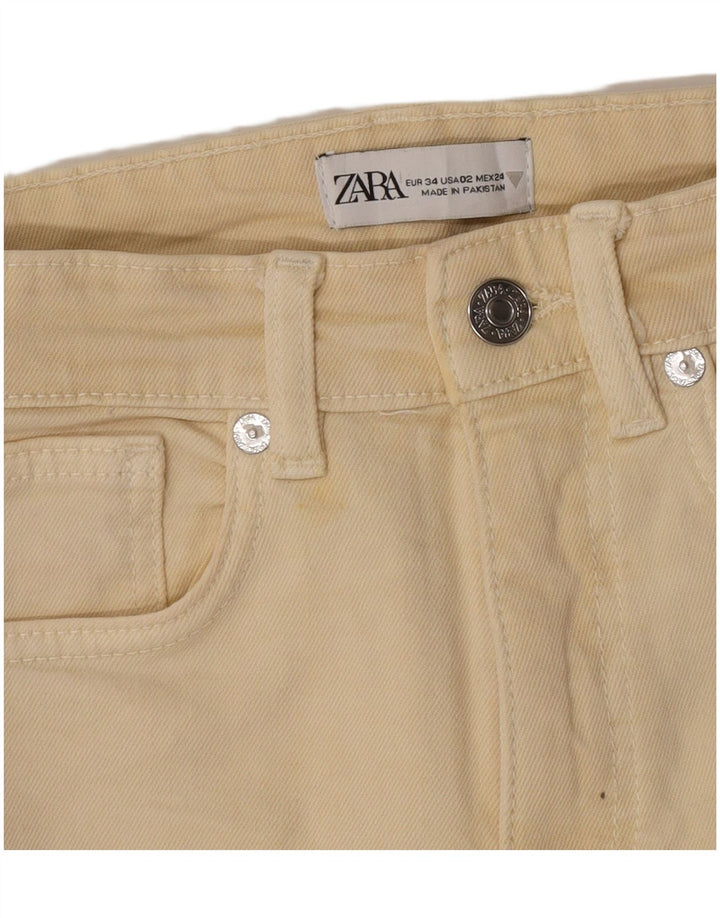 Calça jeans feminina Zara Bootcut EU 34 2XS W24 L24 Bege