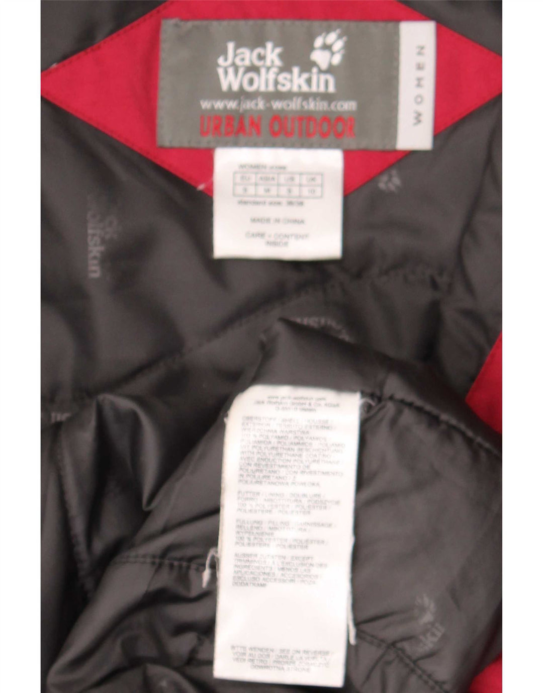 Casaco corta-vento feminino com capuz Jack Wolfskin Reino Unido 10 pequeno poliéster vermelho