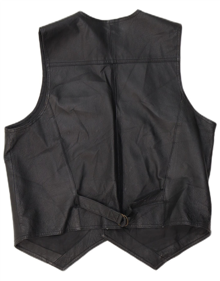 Colete de couro masculino John F Gee couro preto médio