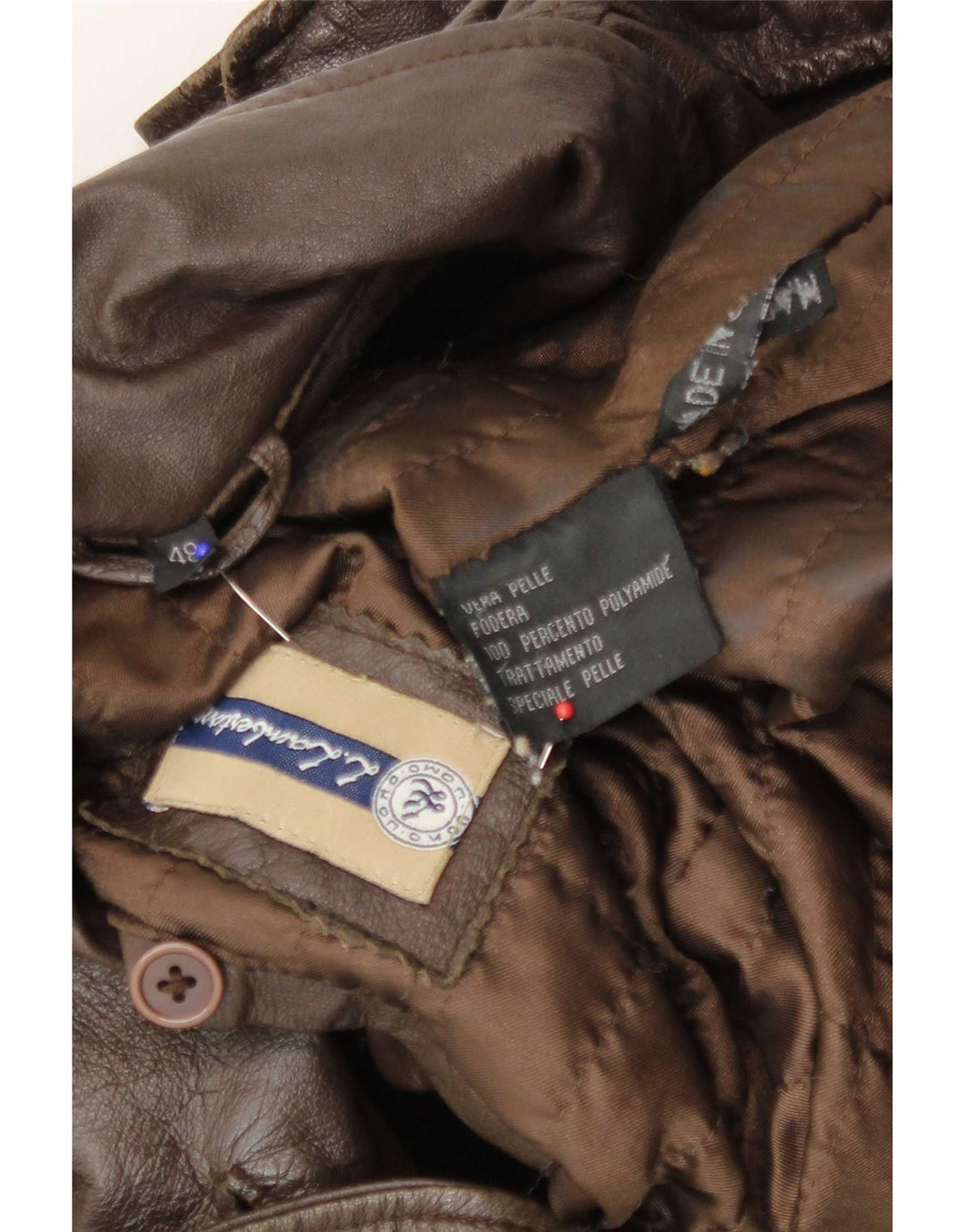 Casaco de couro militar masculino L.Lambertazzi IT 48 couro marrom médio