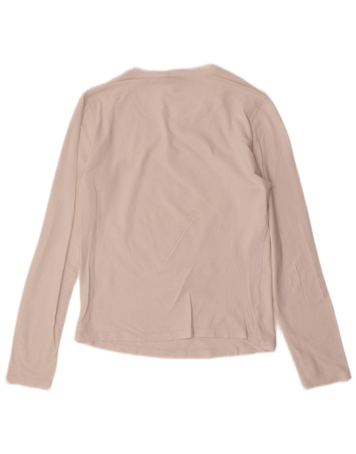 Top feminino Armani Jeans manga comprida UK 12 médio branco