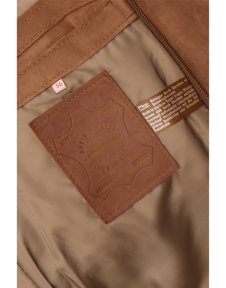 Jaqueta masculina vintage de camurça militar Reino Unido 38 couro bege médio