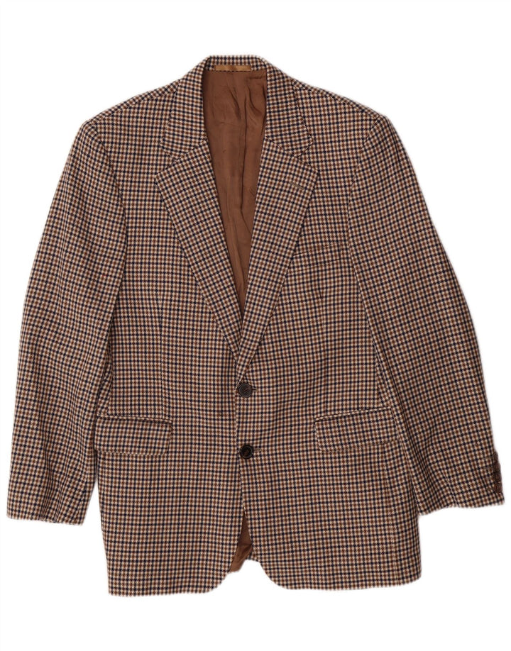 Jaqueta Blazer Masculina AQUASCUTUM Reino Unido 40 Grande Marrom Houndstooth Clássico