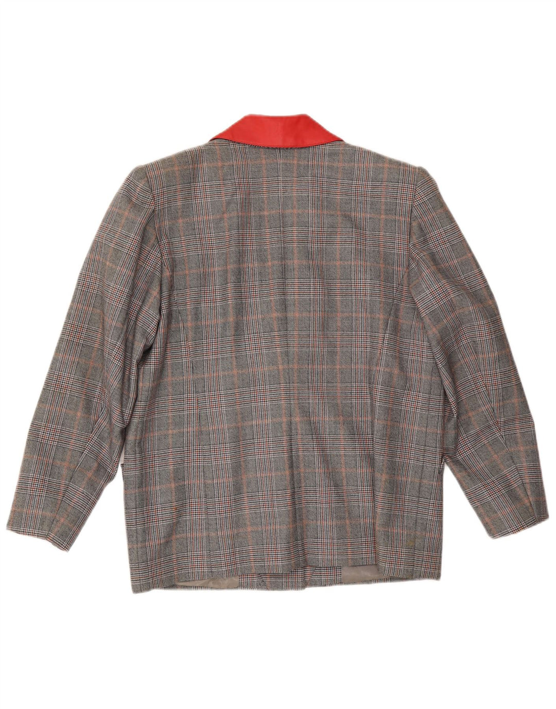 Jaqueta blazer feminina VINTAGE com 3 botões Reino Unido 16 grande xadrez cinza