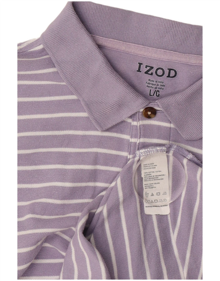 Camisa polo masculina Izod grande algodão listrado roxo