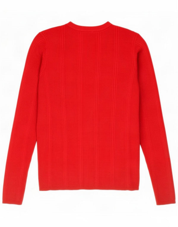 Marks & Spencer Top feminino manga longa Reino Unido 14 viscose vermelha média