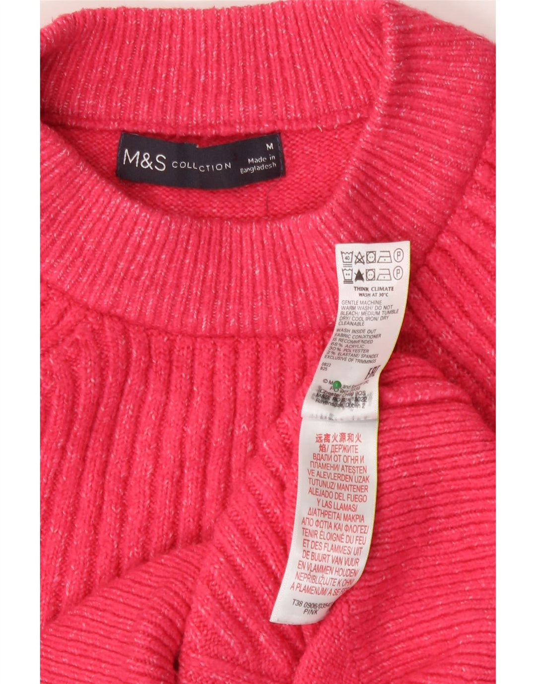 Suéter feminino Marks & Spencer com gola redonda e gola redonda Reino Unido 14 médio rosa