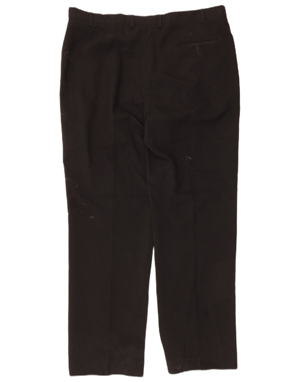 Calça masculina de terno reto Marks & Spencer W38 L31 poliéster preto