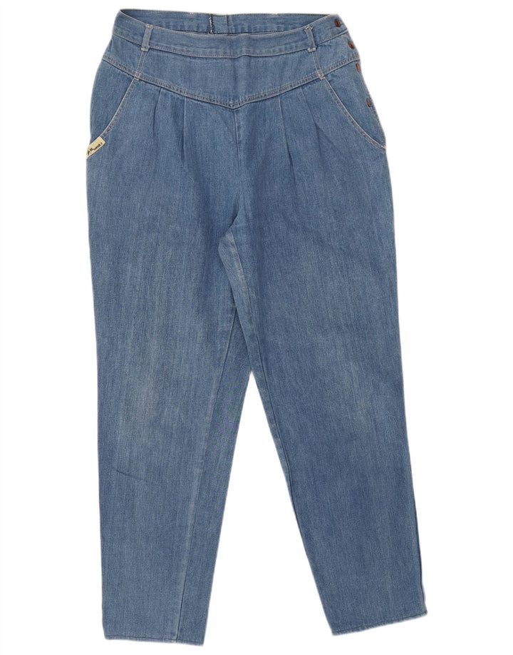 Jeans cônicos femininos vintage IT 44 médio W30 L27 algodão azul